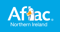 Aflac Northern Ireland logo with Duck in front of L on blue background