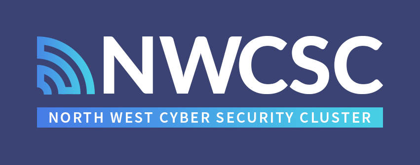North West Cyber Security Cluster logo in a purple square with security in collaboration in smaller font below NWCSC